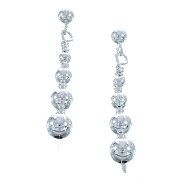 Sterling Silver Bead Post Dangle Earrings KX120956